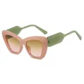 Cat eye glasses frame in pink and green colors with gradient yellow lenses - Pink Frame Tea Pink Lens
