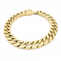 Collana cubana dorata da 20 mm con maglie piatte spesse e robusta chiusura quadrata - 42cm / Oro Lucido