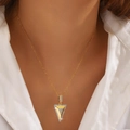 18K gold plated inverted triangle necklace with pavé cubic zirconia for women - Inverted Triangle (XHN008GL)