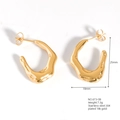 Irregular liquid gold earrings in 18K gold plated stainless steel with a high shine finish - Liquid Metal Irregular Style (25x18mm)