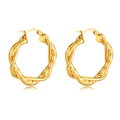 Luxurious gold twisted hoop earrings with textured finish shown on white background - Gold