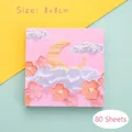 Notas adhesivas estilo óleo rosa con nubes y flores, tamaño de 8x8 cm con 80 hojas - Estilo paisaje 01 - notas adhesivas impresas / 80 Piezas/Paquete