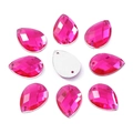 Rose red teardrop acrylic rhinestones with double holes for sewing on garments - 13x18mm Rose Red 50pcs/Pack