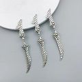 Three vintage silver alloy dagger pendants with honeycomb pattern for DIY jewelry crafts - 8x58mm Honeycomb Dagger/Antique Silver