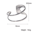 Especificaciones de tamaño detalladas para el brazalete abierto de doble bucle plateado - Color Acero
