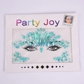 Blue and green gradient face crystal stickers in diamond and teardrop shapes on white card - HF-91