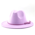 Detail of lavender wide brim fedora with matching woven band and stylish tassels - M (56-58cm) / Taro Purple