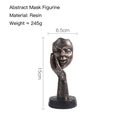 Scultura maschera facciale in resina bronzo, ornamento da tavolo maschera astratta 15cm - Pensatore Sinistro - Uomo Mascherato / Argento Invecchiato