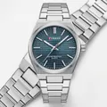 Men's business quartz watch with blue checkered dial and silver stainless steel strap - Silver Case Blue Dial Men