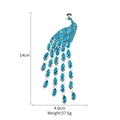 Luxury peacock brooch in silver finish with blue rhinestones and long jewel chains - XD822007-1-Silver Blue Peacock Tassel