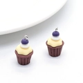 Pair of resin cupcake pendants with brown bases and yellow frosting for DIY jewelry - D297 Purple (Cupcake)