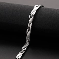 Bracciale da uomo in acciaio al titanio argento con motivo a scaglie di drago lucido - Argento