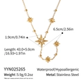 Gold stainless steel star fringe necklace with 43+5cm chain length and waterproof finish - Gold Star Necklace Style (YYN025265)