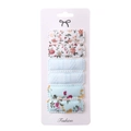Set detallado de seis pinzas para el cabello en tela floral y azul en un cartón - Estilo Floral Azul (PP164-4)