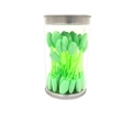 Cylindrical storage jar containing green double-ended sponge eyeshadow sticks - 6.5cm Green Handle Green Sponge - 25 Pcs Tube
