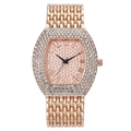 Luxury rose gold tonneau watch for women with roman numerals and pavé crystal dial - Rose Gold