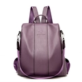 Zaino in pelle PU viola intenso con grana litchi e tracolla rimovibile multifunzionale - Viola