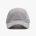 Grey outdoor sports cap with quick-dry mesh and foldable brim featuring mountain logo - Adjustable / Light Gray