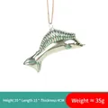 Silver and green glass dolphin ornament for Christmas tree decoration with glitter details - Dolphin Shape Style 17