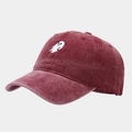 Detailed close-up of ghost embroidery on vintage washed burgundy baseball cap - Adjustable / Burgundy