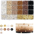 Detail view of earth tone clay beads and letter beads set for DIY jewelry bracelets - Style 2 Brown Tones Set
