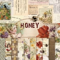 Honey theme 6x6 inch scrapbook paper pad with 24 sheets of vintage floral and bee designs - 22031 24 Images
