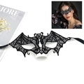 Elegant black lace bat-shaped masquerade mask with adjustable ties for women party - 05 Bat