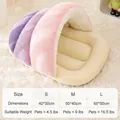 Plush purple slipper pet bed for cats and small dogs in S, M, and L size options - Pink Purple + Light Purple