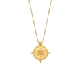 Collana con pendente a bussola solare in acciaio inossidabile placcato oro 18K - Collana con Pendente Bussola Solare Vintage
