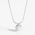 Collana in acciaio inossidabile argento con pendente a rete e perla bianca - Collana d'Argento (PD1636)