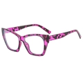 Retro cat-eye sunglasses with purple tortoiseshell pattern and sleek frame design - Anti-Blue Light Plain Lens / Purple Leopard Frame