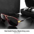 Polarized photochromic aviator sunglasses in red-gold metal frame with dark grey lenses - Red Gold Frame HD Polarized Grey Lens (Day Use)