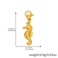 Golden enamel seahorse charm pendant with detailed scales for DIY jewelry making - Gold Seahorse Pendants (D195)