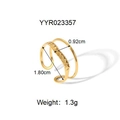 Detailed dimensions of a gold crown-style open ring with embossed dots and dual layers - Double Layer Dot Texture (YYR023357)