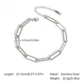Silver paperclip chain bracelet in stainless steel with 6.5mm width and lobster clasp - Silver Style (YYB025039-P)