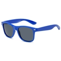Classic blue frame sunglasses with dark grey lenses and silver oval rivets decor - Royal Blue Frame Grey Lens