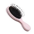 Portable mini pink air cushion hairbrush with black massage bristles and round tips - Elastic Paint Pink Bristle