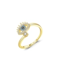 S925 sterling silver evil eye ring in gold finish with turquoise pavé setting - Evil Eye Gold Style (RHR1389G)