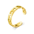 Gold titanium steel open ring with hollow geometric rhombus chain design for women - Size 9 - Men / Gold