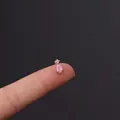 Pink teardrop stud earring with rose gold beaded edge and small white zircon inlay - Pink Matte Drop Style (7#R)