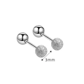 Boucles d'oreilles boules 3mm en argent sterling S925 avec finition argent poli - Argent 925 / Boucles d'Oreilles Perle Ronde Dépolie Plaquées Platine (PED348) / 3mm