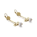 Elegante goldene Titan-Ohrringe mit Unendlichkeitssymbol, langem Fall und weißen Perlen - Gold Perlenstil (KE86836-KFC)