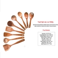 9-piece acacia wood kitchen utensil set including spatula and spoon with hanging holes - Mangium Wood 9-Piece Set / Approx 1060g