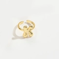Minimalist gold plated adjustable open ring featuring a stylish 3D letter K design - Gold Letter K