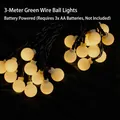 3M 20LED warm white frosted globe string light with green wire and AA battery box - 3m Green Wire Round Ball Flash Battery Warm White