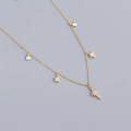 Elegante collar de plata S925 dorada con colgantes de estrellas y piedras circón - Dorado