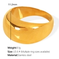 Polished gold-plated stainless steel dome ring with 11.2mm width in size US 6 - US 6# / Gold