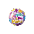 18 inch round purple foil balloon with Feliz Día Mamá text and floral design - 18 Inch Purple Round Happy Mother's Day (F0708)