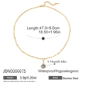 Gold stainless steel horseshoe necklace featuring a round light blue gemstone pendant - Blue Stone Round Pendant Necklace (JDN0306075)