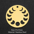 Golden stainless steel round moon phase hollow pendant for DIY jewelry 23x23mm - Gold Round Moon Phase (23x23mm)